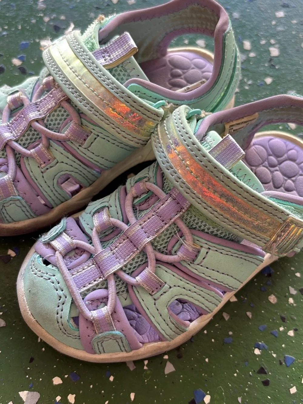 Wonder Nation Kids Mint & Lavender Active Sandals - Comfort Play Shoes 7